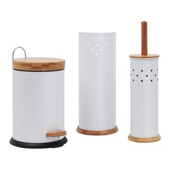 Eco Basics 3-in-1 Bathroom Toilet/Roll Holder/3L Bin Set - White