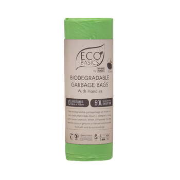 Eco Basics 50L Biodegradable Garbage Bags Large - Green