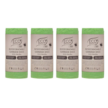 4x Eco Basics 20L Biodegradable Garbage Bags Medium - Green