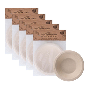 5x 10pc Eco Basics Biodegradable Sugarcane Food/Soup Bowl
