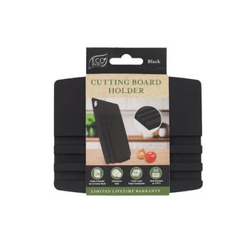 Eco Basics 3-Slot Wooden Cutting Board Holder Dishwasher Safe 12.55cm Black