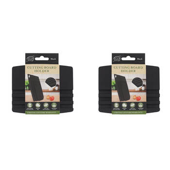 2PK Eco Basics 3-Slot Wooden Cutting Board Holder Dishwasher Safe 12.55cm Black