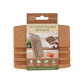 Eco Basics 3-Slot Wooden Cutting Board Holder Dishwasher Safe 12.55cm Natural