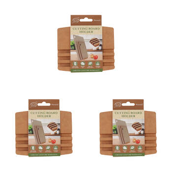 3PK Eco Basics 3-Slot Wooden Cutting Board Holder Dishwasher Safe 12.55cm Natural