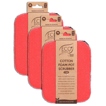 3x 2PK Eco Basics Cotton Foam Pot/Pan Scrubber Cleaner