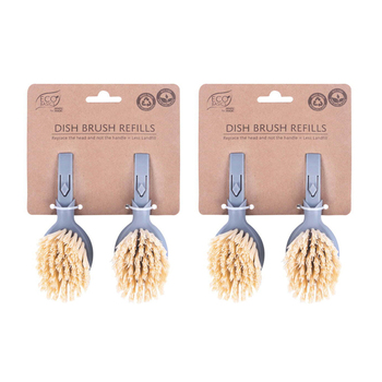 2x Eco Basics 11.5cm Dish/Pot Brush Refills Kitchen Cleaning Tool