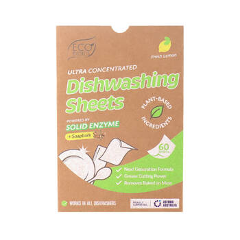 60pc Eco Basics Dishwashing Detergent Sheets w/ Fresh Lemon Scent 11cm
