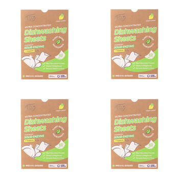 4x 60pc Eco Basics Dishwashing Detergent Sheets w/ Fresh Lemon Scent 11cm