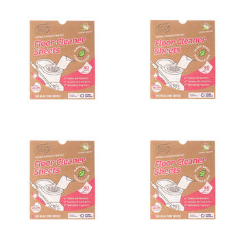 4x 40pc Eco Basics Floor Cleaner Detergent Sheets w/ Lemon Myrtle Scent 17cm