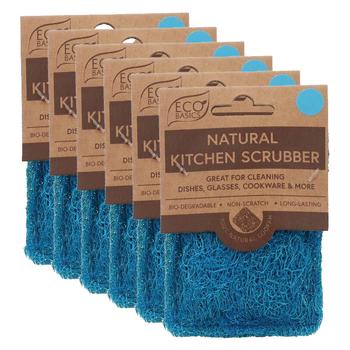 6PK White Magic Eco Basics Natural Kitchen Scrubber - Aqua