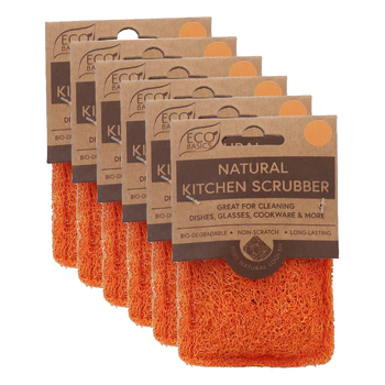 6PK White Magic Eco Basics Natural Kitchen Scrubber - Orange