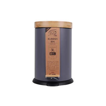 Eco Basics 3L Rubbish Bin/Trash Garbage Can - Charcoal