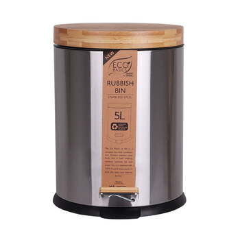 Eco Basics 5L Rubbish Bin/Trash Garbage Can - Stainless Steel