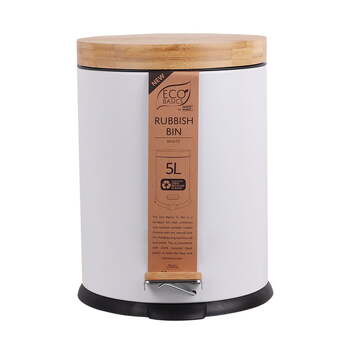 Eco Basics 5L Rubbish Bin/Trash Garbage Can - White