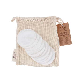 10pc Eco Basics Reusable Cotton Facial Pads Round - White