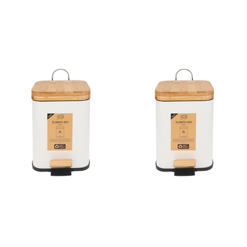 2PK Eco Basics Rubbish Bin Square 3L w/ Soft Close Lid - White