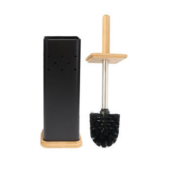 Eco Basics Square Toilet Brush w/ Holder Bathroom Cleaner Set 39.5cm Black