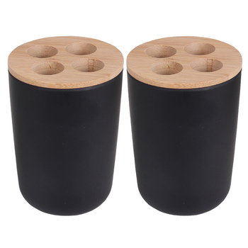 2PK Eco Basics Toothbrush Caddy Bathroom Storage Organiser - Black