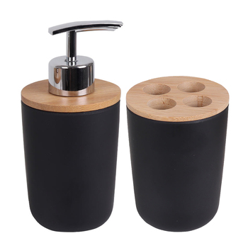 Eco Basics Toothbrush Caddy & Soap Pump Black