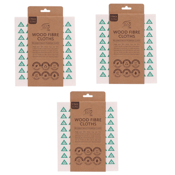 3x 3PK Eco Basics Wood Fibre Cloths Reusable Multi-Purpose Fabric