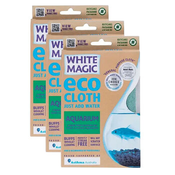 3x Eco Cloth 20x12cm Aquarium Glass/Acrylic Cleaner Remover