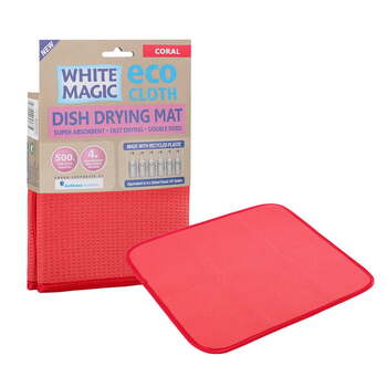 White Magic Dish Drying Mat Plate/Bowl Absorbent Pad - Coral