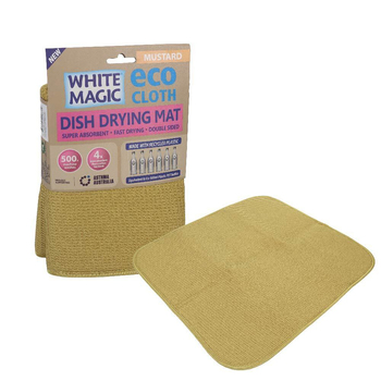 White Magic Eco Cloth Dish Plate/Glass Drying Mat Mustard 20x15cm