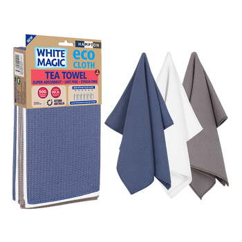 3PK White Magic 70x50cm Tea Towel Set Super Absorbent - Hampton