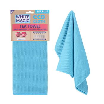 White Magic 70x50cm Tea Towel Super Absorbent - Sea Blue