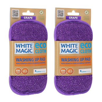 2PK White Magic Eco Cloth Washing Up Pad Grape