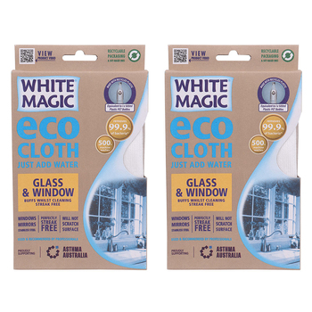 2PK White Magic Microfibre Glass/Window Eco Cloth
