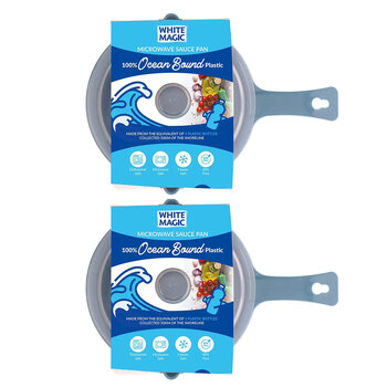 2PK White Magic Ocean Bound Plastic Microwave Sauce Pan 0.6L