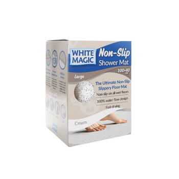 White Magic Shower Floor Mat Non-Slip Large 100x40cm - Cream