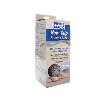 White Magic Non-Slip Shower Mat Square 53x53cm - Platinum