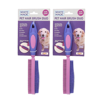 2PK White Magic Pet/Dog Hair Brush Duo Grooming Comb 27cm