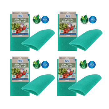 4x White Magic Stay Fresh Fridge Mat Pad - Green