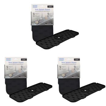 3PK White Magic Home/Kitchen Sink Splash Guard Faucet Mat  - Black