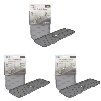 3PK White Magic Home/Kitchen Sink Splash Guard Faucet Mat  - Grey
