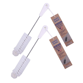 2x White Magic 34cm Foam Tipped Washing Brush For Baby Bottle - White