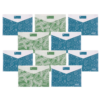 10PK Marbig We Mean Green A4 Document Filing Wallet Assorted