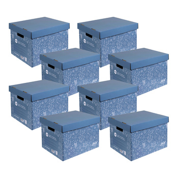 8PK Marbig We Mean Green Enviro Recycled Cardboard Archive Box Sea Blue