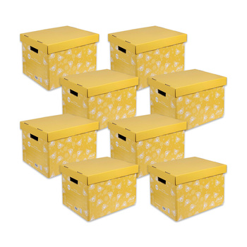 8PK Marbig We Mean Green Enviro Recycled Cardboard Archive Box Honeybee Yellow