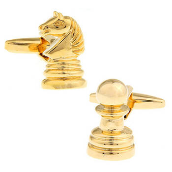 SD Man Chess Cufflinks - Gold