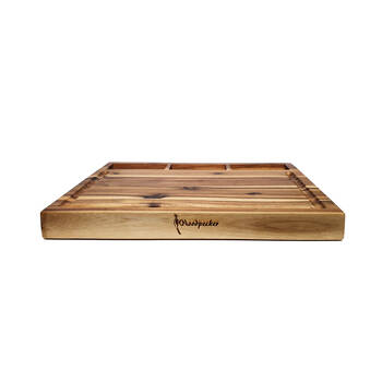 Woodpecker Rectangular Acacia Cutting Board w/ Built-in Bowls