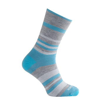 Wrightsock Eco Explore Crew Lt Blue Stripe Socks M AU 4-7.5 Men/6.5-9 Women