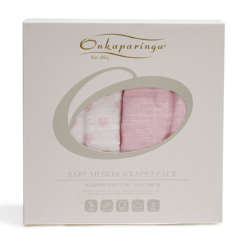 2PK Onkaparinga Baby Muslin Cotton Sleeping Wraps - Pink