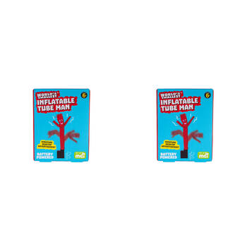 2PK Worlds Smallest Inflatable Tube Man Cartoon Design Desk Decor Red Fun Toy 