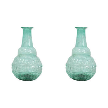 2PK LVD Bud Vase Bubble Glass Home/Lounge Decor Large Green Velvet