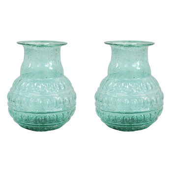 2PK LVD Bud Vase Bubble Glass Home/Lounge Decor Small Green Velvet