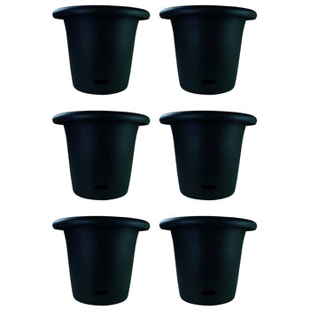 6PK Homeleisure WaterSaver Round Pot Planter 34cm Charc Home Garden 